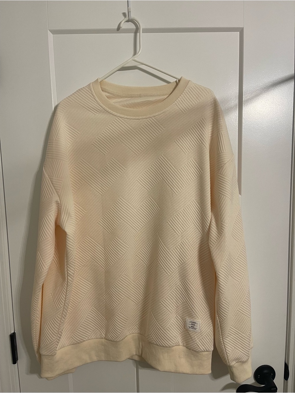 Men’s Classic Wear Best Style 1979 Cream Textured Grid Knit Sweater XL
